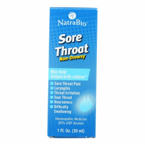 NatraBio® Sore Throat Homeopathic Medicine Perspective: front
