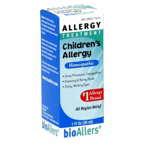 BioAllers Children's Allergy Homeopathic Relief Liquid Treatment Perspective: front
