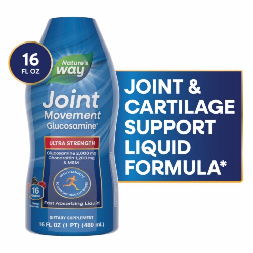 Nature's Way Joint Movement Glucosamine Ultra Strength Fast Absorbing Berry Flavored Liquid Perspective: front