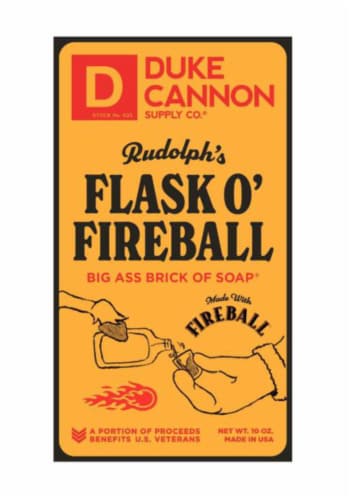 Duke Cannon Rudolph's Flask O' Fireball Brick of Soap Perspective: front
