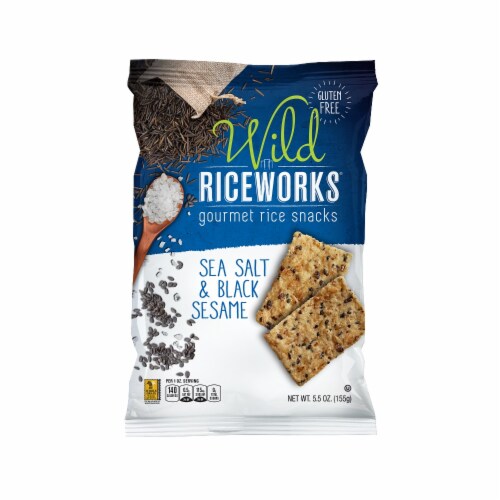 Wild Rice Works Sea Salt and Black Sesame Gourmet Rice Crackers Perspective: front