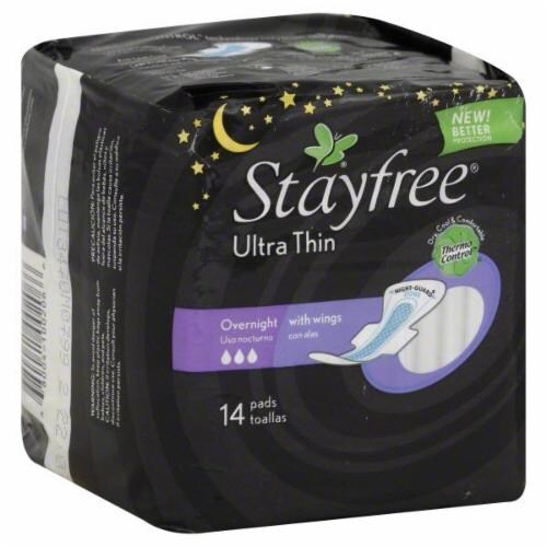 Stayfree Ultra Thin Pads With Wings Overnight Perspective: front