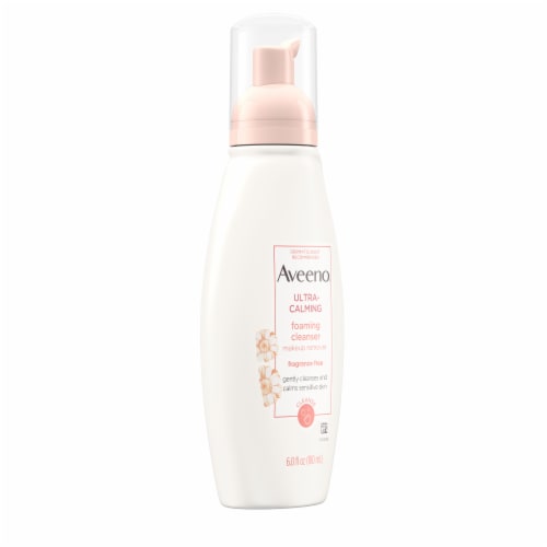 Aveeno® Ultra Calming Foaming Cleanser Makeup Remover Perspective: front