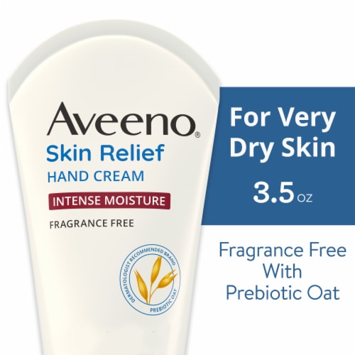 Aveeno Skin Relief Intense Moisture Hand Cream Fragrance-Free with Soothing Prebiotic Oat Perspective: front