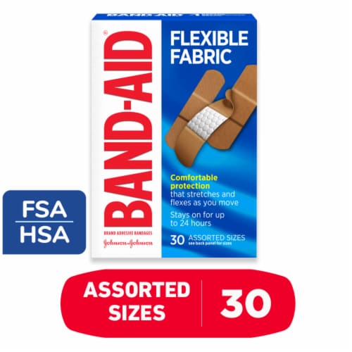 Band-Aid Brand Assorted Sizes Flexible Fabric Adhesive Bandages Perspective: front