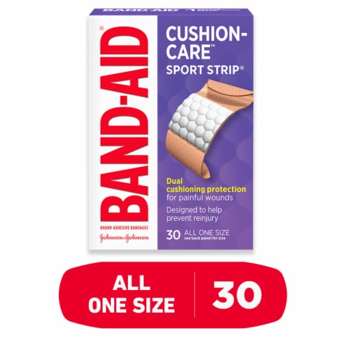 Band-Aid Cushion Care Extra Wide Sport Strip Bandages Perspective: front