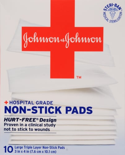 Johnson & Johnson Non-Stick First Aid Pads 10 Count Perspective: front