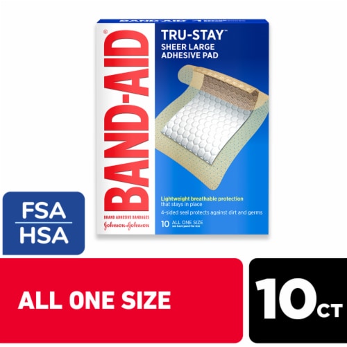 Band-Aid Brand Tru-Stay Adhesive Pads, Large Sterile Bandages Perspective: front