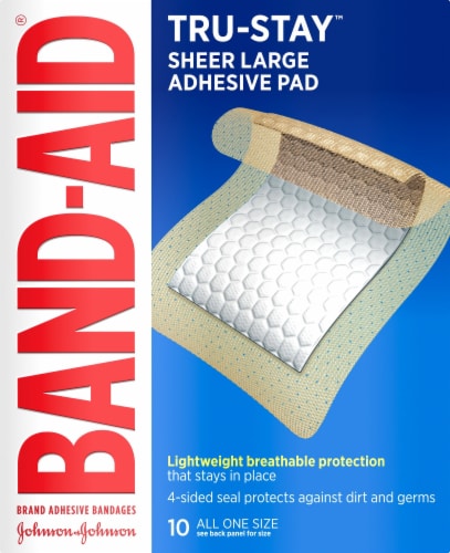 Band-Aid Brand Tru-Stay Adhesive Pads, Large Sterile Bandages Perspective: front