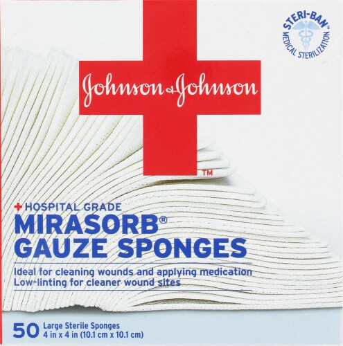 Johnson & Johnson Mirasorb Gauze Sponges 50 Count Perspective: front