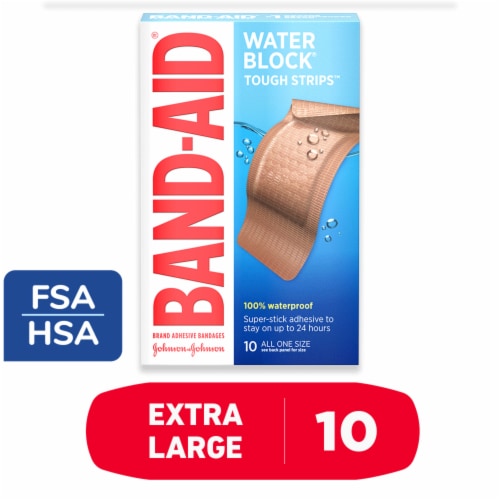 Band-Aid Brand Extra Large Water Block Tough Strips Adhesive