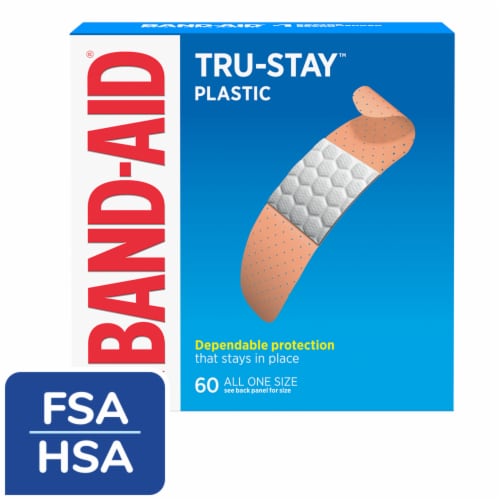 BAND-AID Brand Tru-Stay Plastic Strips Adhesive Bandages Perspective: front