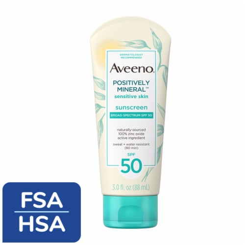 Aveeno Positively Mineral Sensitive Sunscreen Lotion SPF 50 Perspective: front