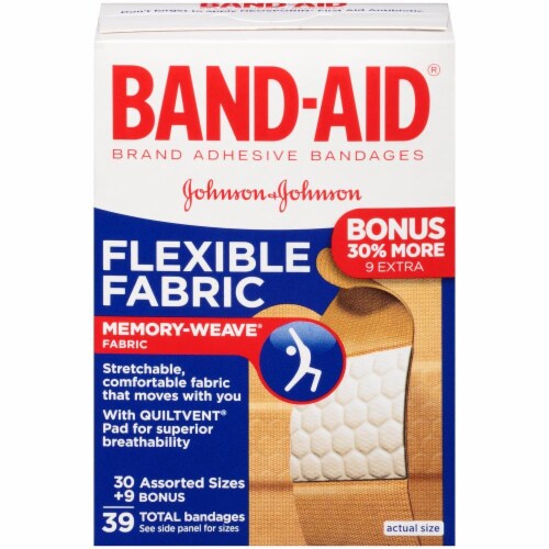 Band-Aid Flexible Fabric Assorted Adhesive Bandages 39 Count Perspective: front