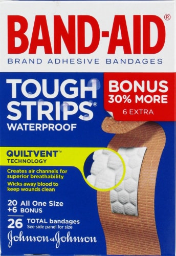 Band-Aid Tough Strips Waterproof Bandages Perspective: front