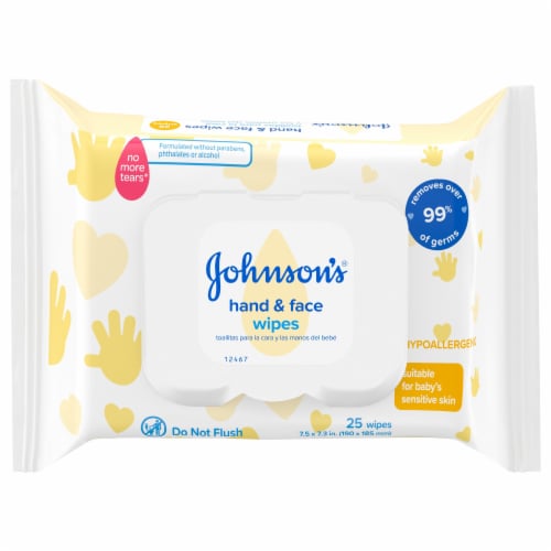 Johnson's Baby Hand & Face Gentle Cleansing Wipes Alcohol-Free Perspective: front