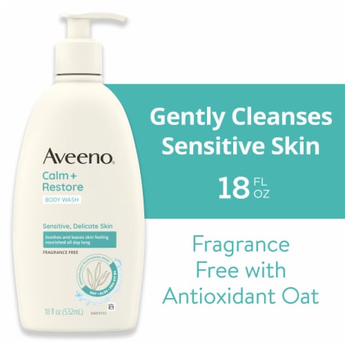 Aveeno Calm + Restore Daily Body Wash Body Wash Sensitive & Dry Skin Perspective: front