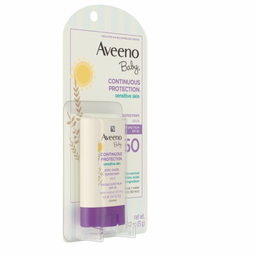 Aveeno Baby Continuous Protection Sensitive Skin Sunscreen Face Stick SPF50 Perspective: front