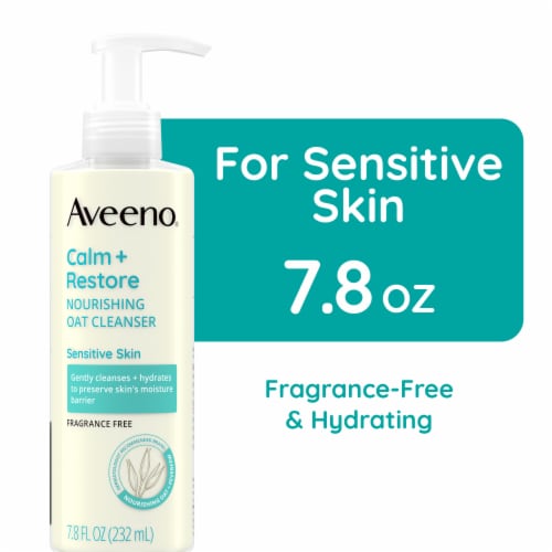 Aveeno Calm + Restore Nourishing Oat Face Wash Fragrance-Free for Sensitive Skin Perspective: front