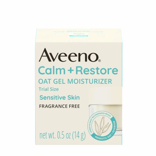 Aveeno Calm + Restore Oat Gel Face Moisturizer for Sensitive Skin Fragrance Free Travel Size 0.5 Oz Perspective: front