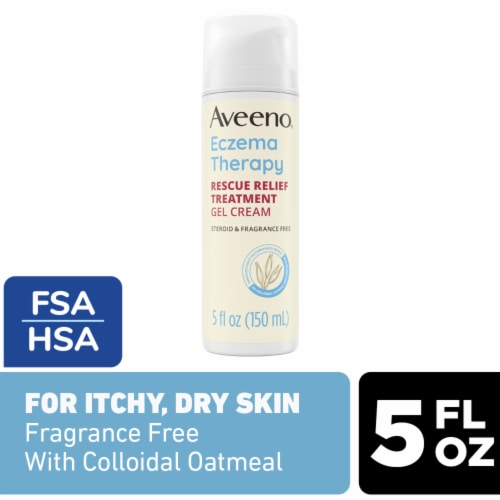 Aveeno Eczema Therapy Rescue Relief Treatment Gel Cream Fragrance-Free with Colloidal Oatmeal Perspective: front