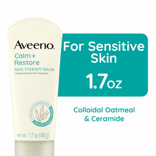 Aveeno Calm + Restore Skin Therapy Face Balm Fragrance-Free Soothing & Moisturizing Skin Protectant Perspective: front