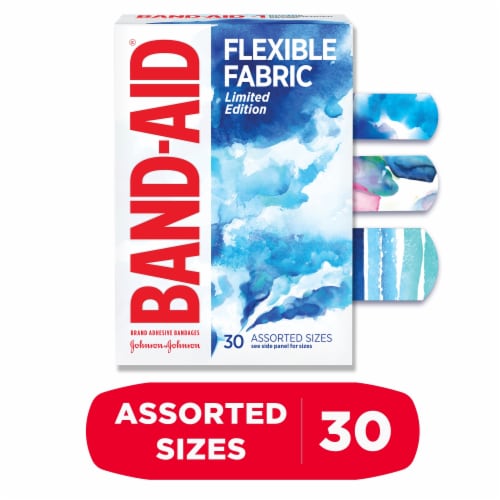 BAND-AID Brand Flexible Fabric Limited Edition Water Color Assorted Sizes Adhesive Bandages Perspective: front