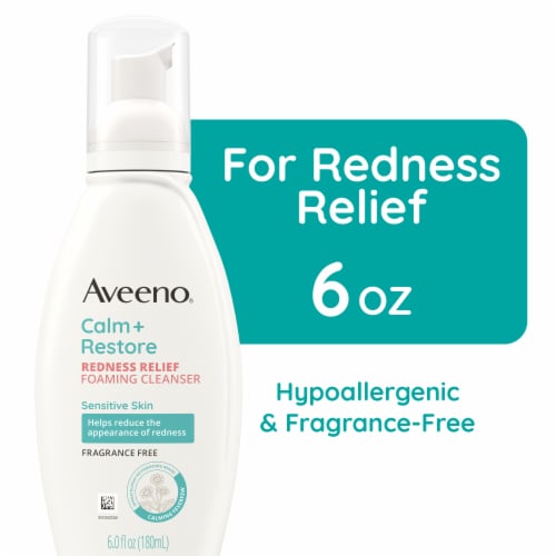 Aveeno Calm + Restore Redness Relief Foaming Face Wash Fragrance-Free Perspective: front