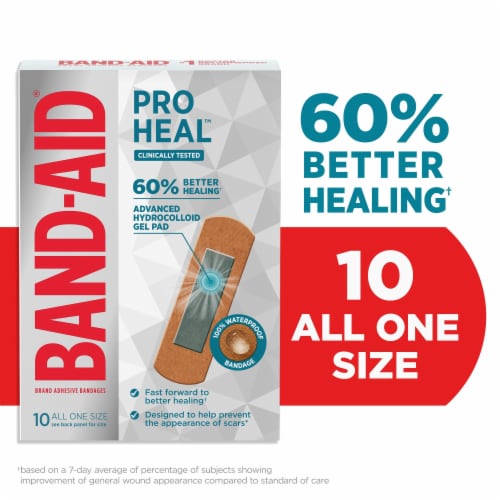 Band-Aid Hydrocolloid Pad All One Size Pro Heal Bandages Perspective: front