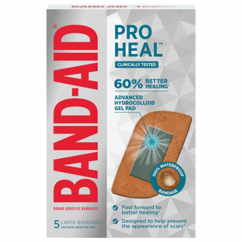 Band-Aid® Brand Large Pro Heal™ Bandages + Hydrocolloid Pads Perspective: front
