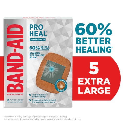 Band-Aid Brand Extra Large Pro Heal Bandages + Hydrocolloid Pads Perspective: front