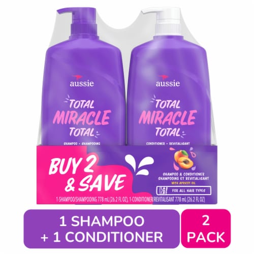 Aussie Total with Apricot & Macadamia Paraben Free and Conditioner Twin Pack, 26.2 fl oz - Pay Super Markets