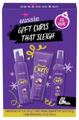 Aussie Miracle Curls Sparkle & Twirl Hair Styling Set Perspective: front