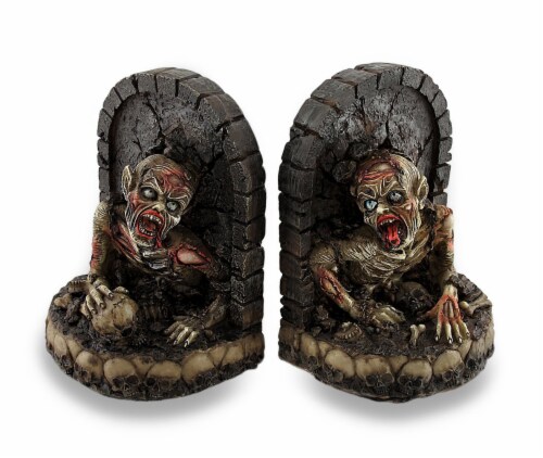 Zombie Breaking Out of Grave Bookend Set of 2 Perspective: front