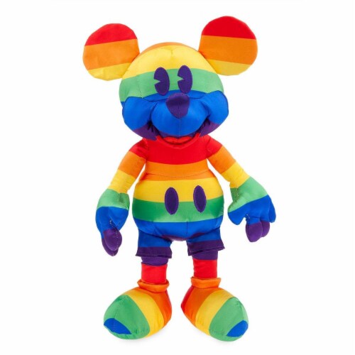 Disney Parks Rainbow Mickey Mouse Medium Plush New With Tags Perspective: front