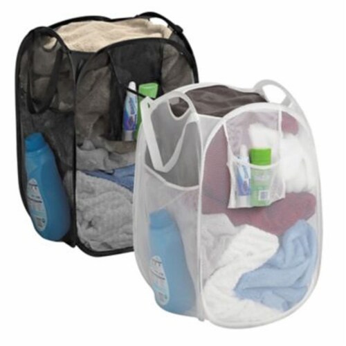 Simply Essential™ Mesh PopUp Hampers in White/Black (Set of 2), 2