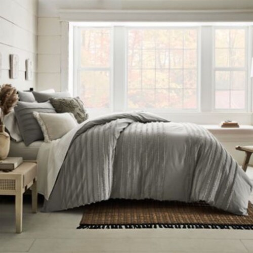 Bee Willow Striped Cranston 3 Piece King Comforter Set in Grey King Kroger