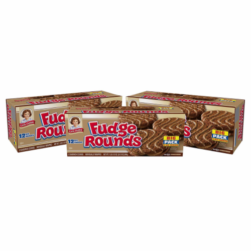 Little Debbie Fudge Rounds Big Pack, 3 Boxes, 36 Individually Wrapped Chocolate Cookies Perspective: front