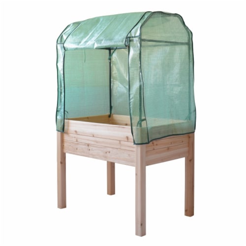 Eden Raised Wood Garden Table with Heavy Duty PE Enclosure Top Perspective: front