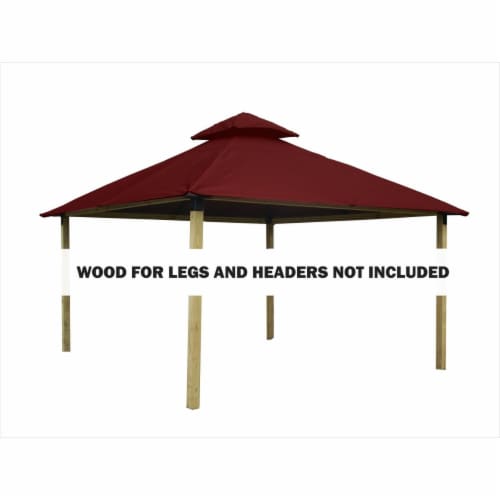 ACACIA AGOK14- BURGUNDY 14 sq. ft. Gazebo Roof Framing & Mounting Kit with Burgundy Outdura C Perspective: front