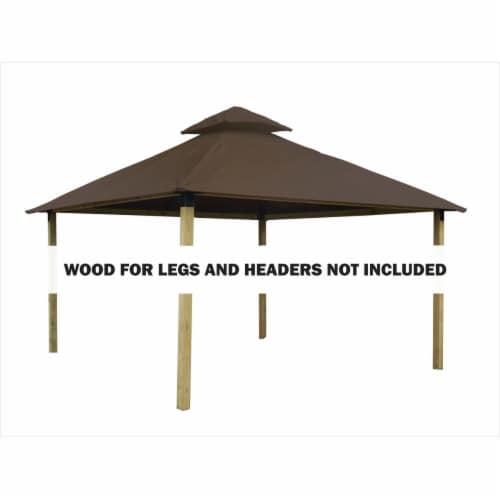 ACACIA AGOK14- STONE 14 sq. ft. Gazebo Roof Framing & Mounting Kit with Stone Outdura Canopy Perspective: front