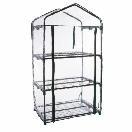 Genesis 3 Tier Portable Rolling Greenhouse with Clear Cover Perspective: front