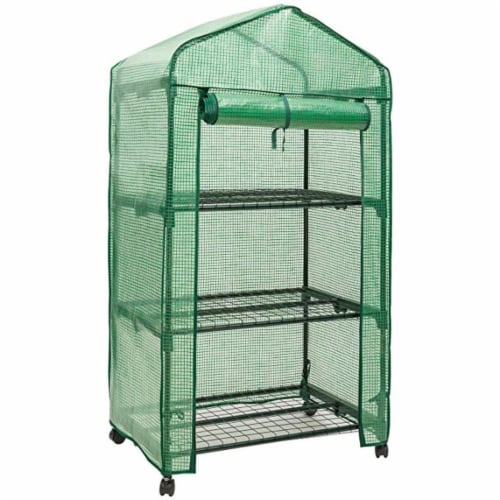 Genesis 3 Tier Portable Rolling Greenhouse with Opaque Cover Perspective: front