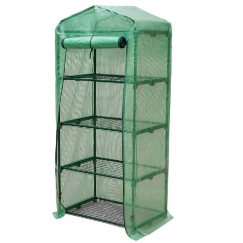 Genesis 4 Tier Portable Rolling Greenhouse with Opaque Cover Perspective: front