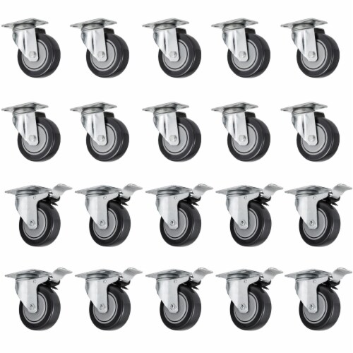 20 Plate Casters 4  Wheels All Swivel And 10 Brake Caster Nation Local Perspective: front