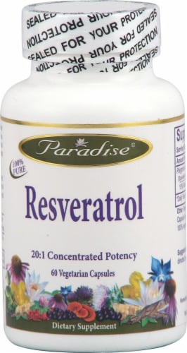Paradise Herbs Resveratrol Vegetarian Capsules Perspective: front