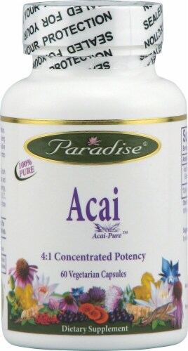 Paradise Herbs Acai Pure Vegetarian Capsules Perspective: front