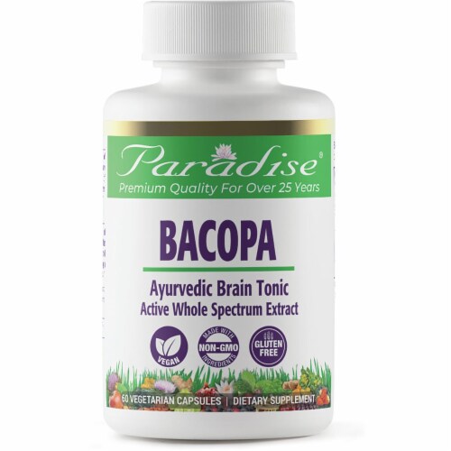 Paradise Herbs Bacopa 250 mg 60 Veg Caps Perspective: front