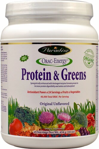 Paradise Herbs Original Unflavored ORAC-Energy Protein & Greens Perspective: front
