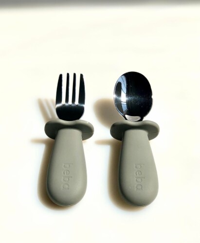 Babies/Toddler Stainless Steel Spoons + Forks with Silicone Handle